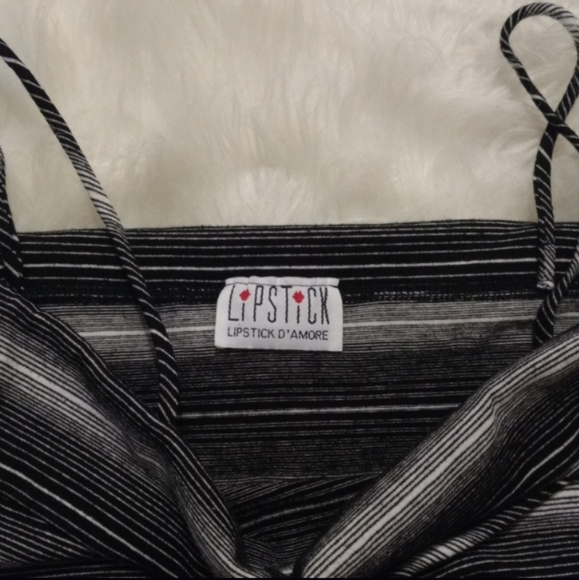 VINTAGE B&W Striped Speghetti Strap Crop Top - Picture 10 of 13